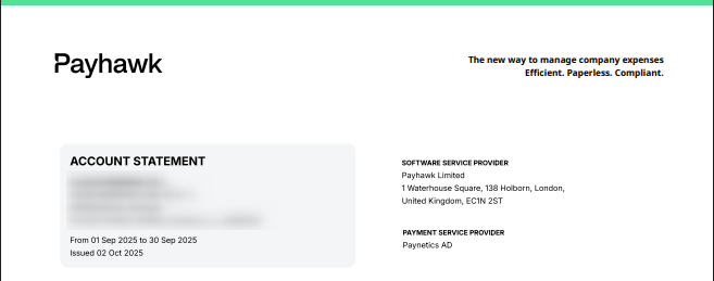 Payhawk account statement