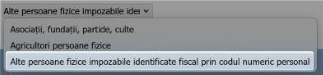 ANAF persoane fizice - Înregistrarea în Registrul RO e-Factura - Alte persoane fizice impozabile identificate fiscal prin CNP